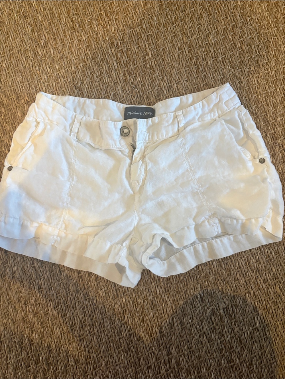 Michael Stars White Women's Casual Linen-Blend Shorts